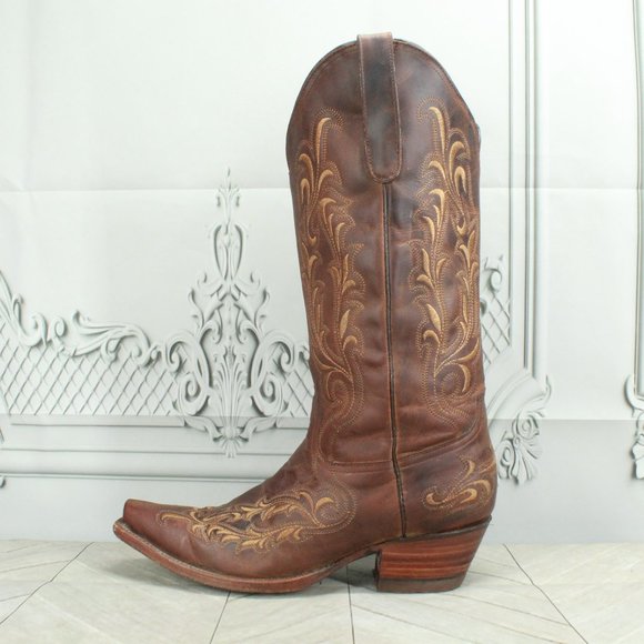 Denver Mountain Shoes - Denver Mountain Brown Leather Western Mid Calf Cowboy Boots Size 9 B